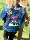 Custom Denim Jacket with Embroidered Name Sequin Patches