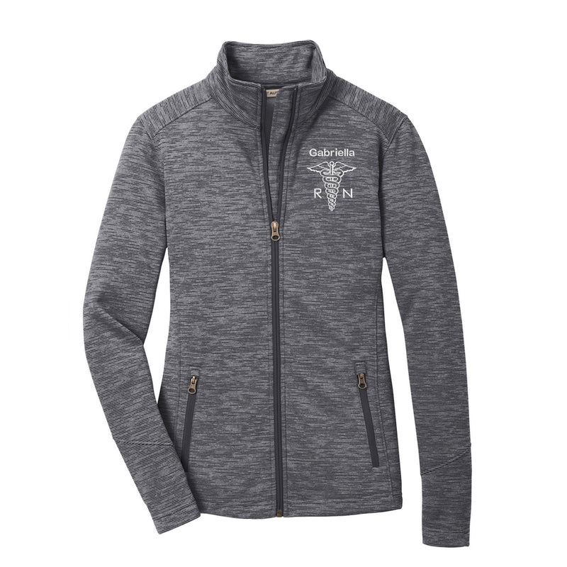 Monogrammed Modern Stripe Fleece Jacket - Ladies