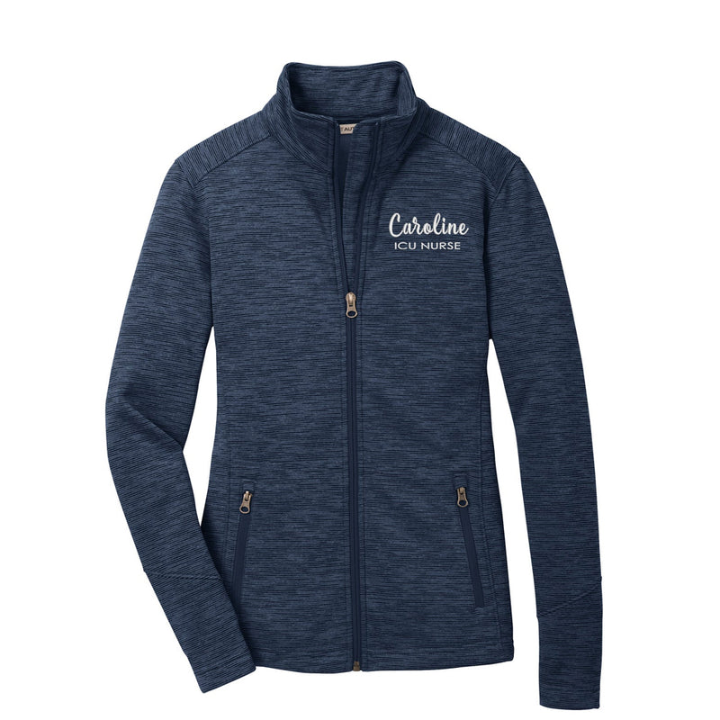 Monogrammed Modern Stripe Fleece Jacket - Ladies