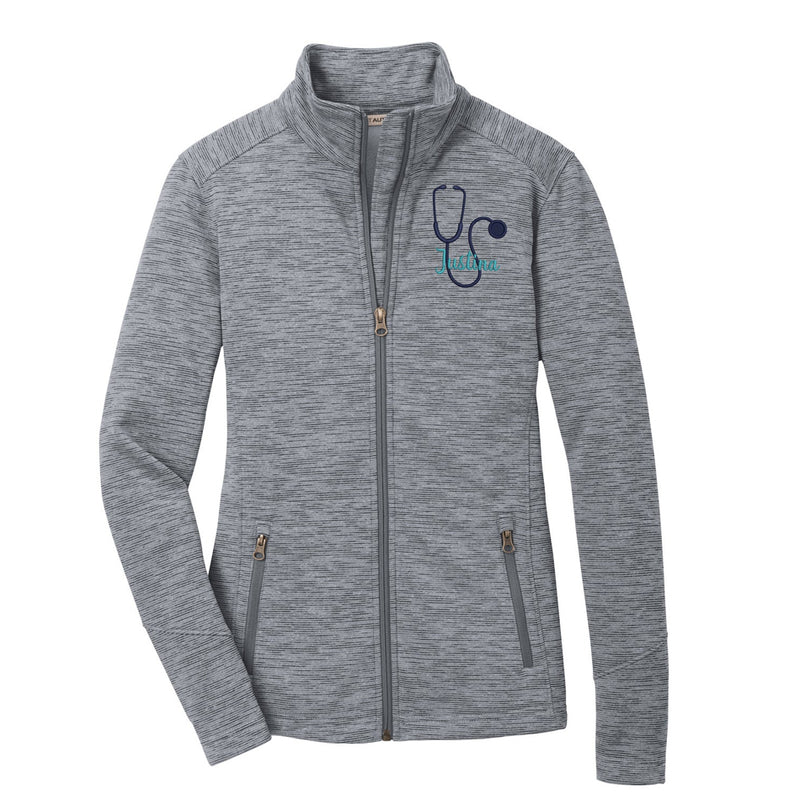 Monogrammed Modern Stripe Fleece Jacket - Ladies