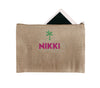 Personalized Palm Tree Jute Zipper Pouch