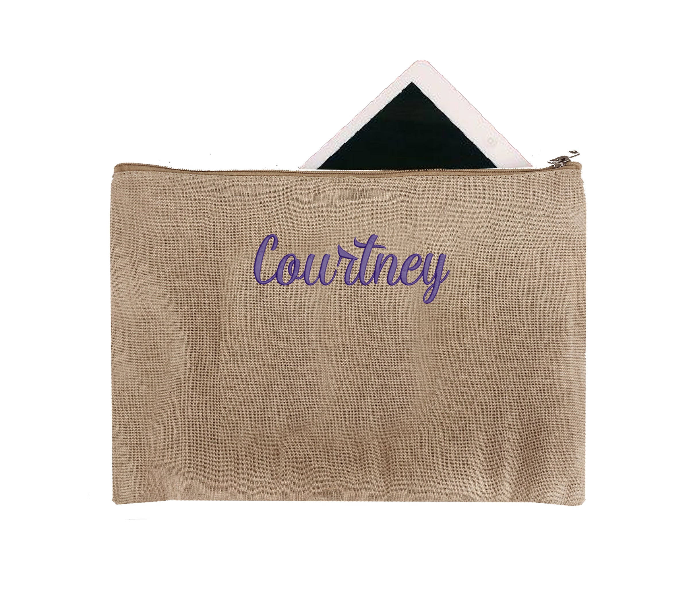 Personalized Jute Zipper Pouch Cotton Sisters