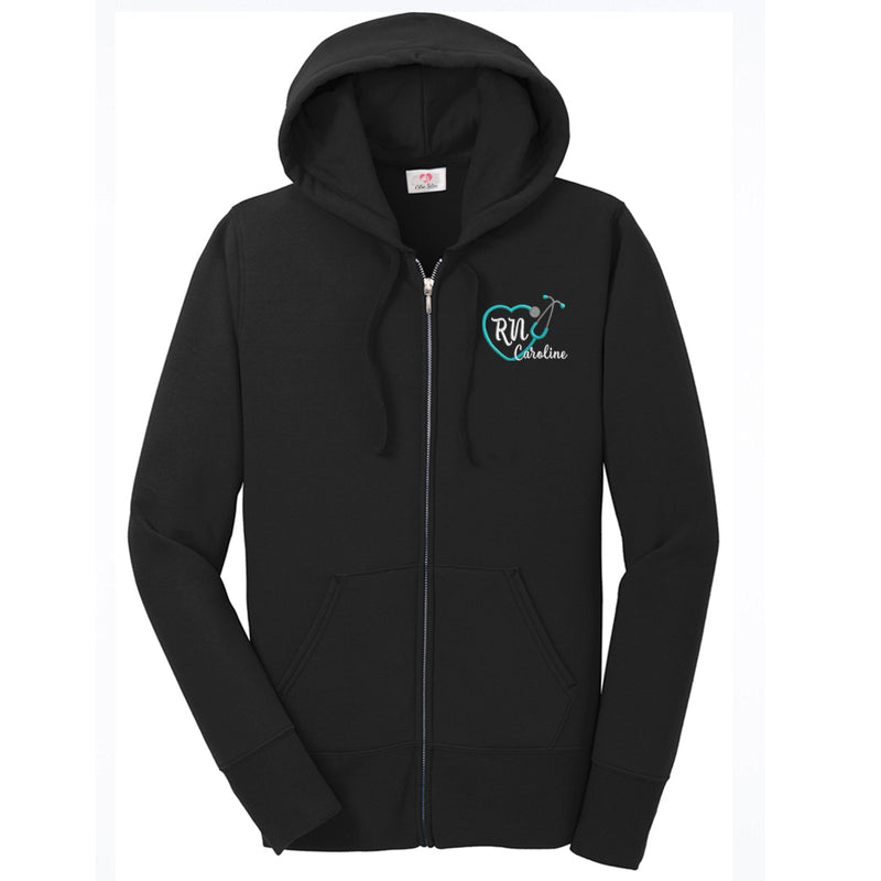 Ladies Core Fleece Full-Zip Hooded Nurse Sweatshirt