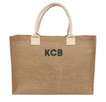 Monogrammed Burlap Beach Tote Bag with Name