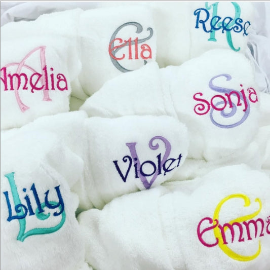 Monogrammed Kids Terry Velour Kimono Robe - Name and Initial