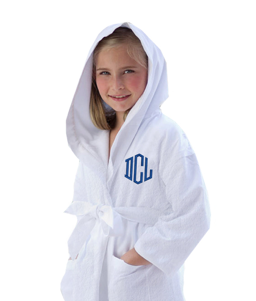 Monogrammed Kids Terry Cloth Hooded Robe - 3 Initials – Cotton Sisters