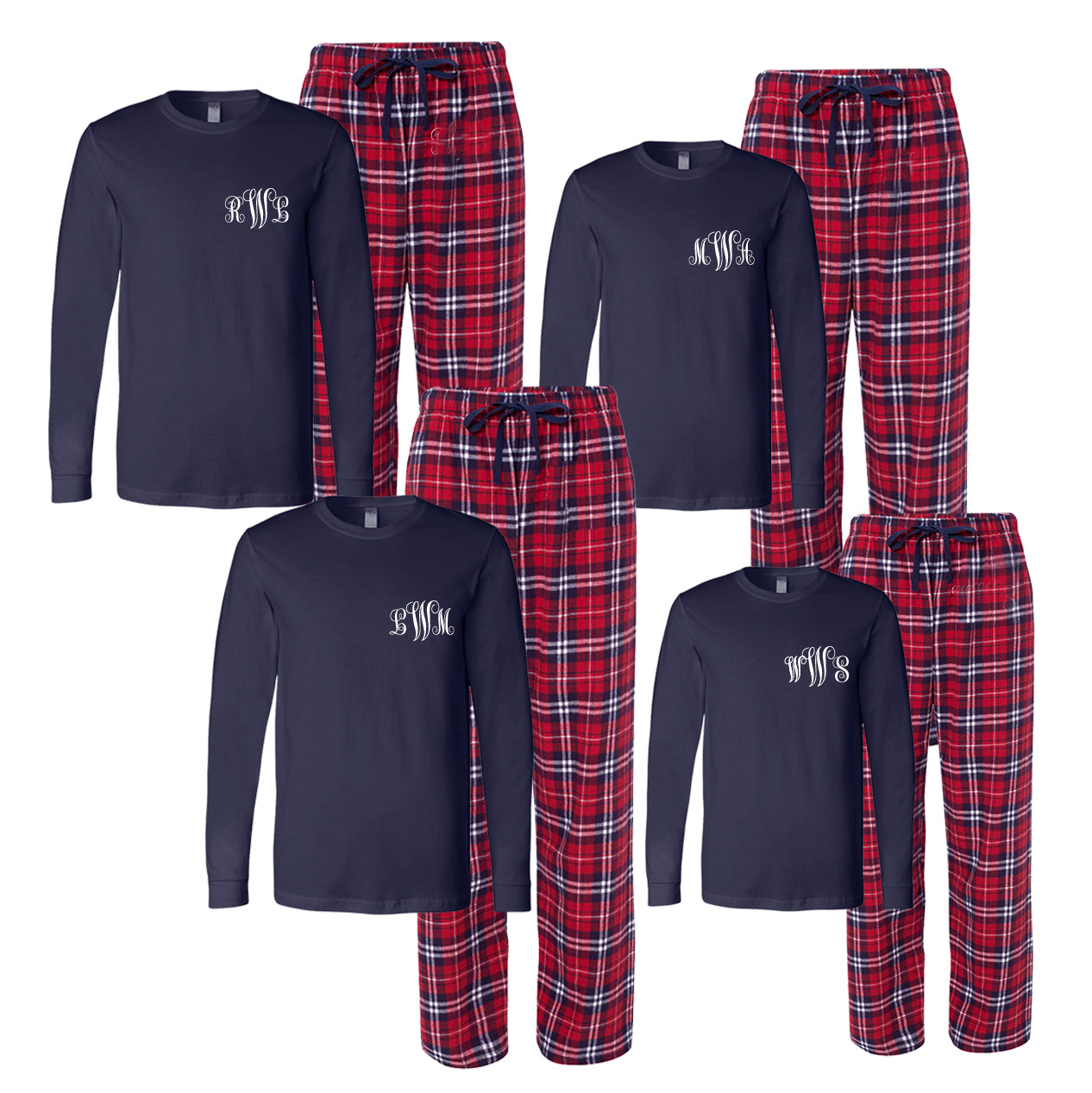 zoeysattic Monogram Shirt and/or Pajama Pants for Christmas - Buffalo Plaid Monogram Pajama Pants Ornament Monogram Christmas Family Pajamas