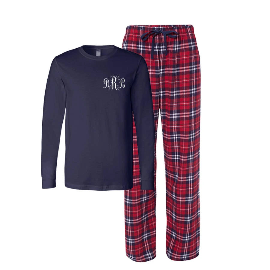 Cotton Sisters Monogrammed Flannel Matching Family Pajama Set - Classic Monogram