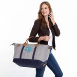 Monogrammed Striped Weekender Travel Bag