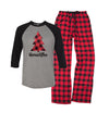 Personalized Plaid Christmas Tree Matching Family Pajama Set - Grey/Black