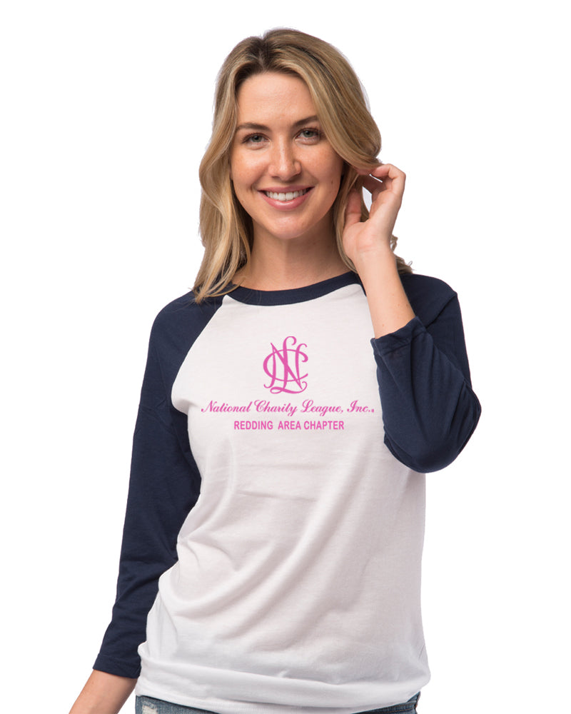 Redding Area Chapter NCL Three Quarter Sleeve Baseball T-Shirt