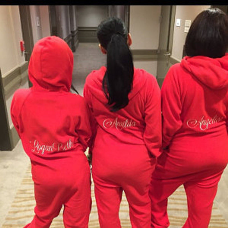 Personalized Adult Fleece Lounger Onesie - Name on Front and Back