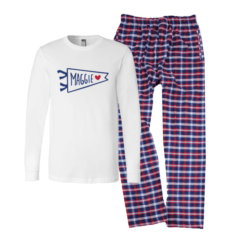 Personalized Summer Camp Pajamas - Camp Pennant Flag
